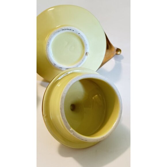 Vintage Pearl China Co Yellow 22K Gold Tea Set Teapot Creamer & Sugar 40s MCM - Picture 16 of 16